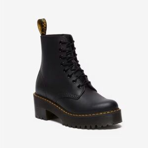 Dr. Martens Leona Black Platform Combat Boots